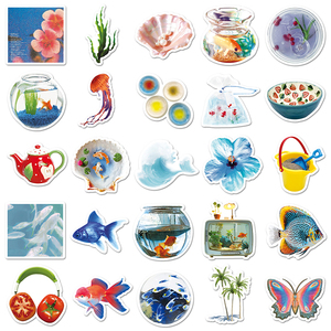50pcs מפעל הסיטונאי חמוד קטן טרי קיץ טרופי סגנון מדבקה גיטרה שולחן עבודה אוזניות מקרר אוזניות מדבקת - Product Image 3