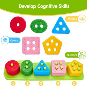 Silicone <b>Blocks</b> for Toddlers Sensory Toy Color Sorting and Stacking Toy Soft Textured Educational Learning Toddler Baby Toy - Product Image 5