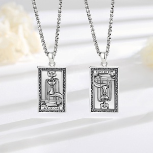 Hip Hop gothique <span class=keywords><strong>as</strong></span> des tasses <span class=keywords><strong>Tarot</strong></span> carte pendentif collier cuivre plaqué argent bijoux émotionnels pour hommes femmes - Product Image 3