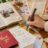 Kit de stylos à feuille d'or USB personnalisables, stylo à feuille d'or manuel DIY pour la création de cartes, la décoration de cadeaux avec 4 stylos à feuille d'or en cuivre