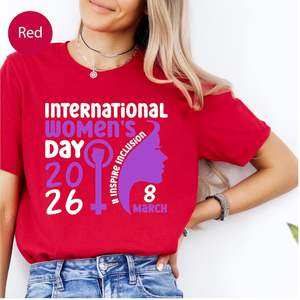 T-shirt per la Giornata Internazionale della Donna 2026, casual da donna, con stampa floreale, in cotone, girocollo, vestibilità regolare, primavera estate - Product Image 1