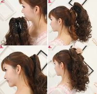 LONGFOR Perruque de queue de cheval en cheveux synthétiques non traités de 20 pouces avec clip, sans perte et facile à appliquer pour les femmes noires