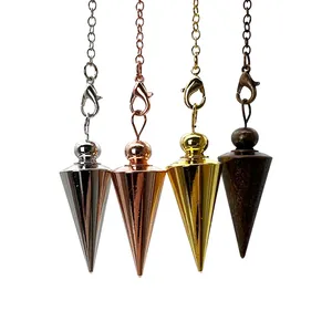 Péndulo curativo de Metal con forma de gota chapado en oro y plata, joyería con forma de cono pequeño, Péndulo de cobre, precio al por mayor