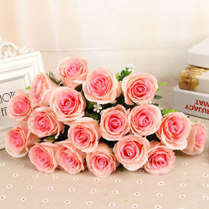 Bouquet da Sposa D39 con Rose Bianche e <span class=keywords><strong>Rosa</strong></span> Ondulate, Fiori Artificiali al Tatto Realistico per Matrimoni, Decorazioni Natalizie e Centrotavola - Product Image 5