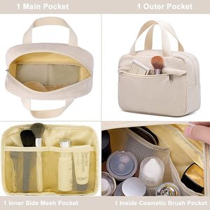Bulk Wholesale <b>Makeup</b> <b>Bag</b> <b>for</b> Women Cute Corduroy Toiletry <b>Bags</b> <b>Travel</b> Use - Product Image 4