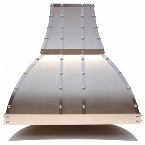 Campana Extractora <span class=keywords><strong>de</strong></span> Lujo Arquitectónica <span class=keywords><strong>de</strong></span> Acero Inoxidable, con Correas <span class=keywords><strong>de</strong></span> Cepillado Suave, Remaches, Forma <span class=keywords><strong>de</strong></span> Campana Curva, Hecha a Mano, Montaje en Pared, Campana Personalizada - Product Image 3