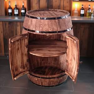 आधुनिक ओक बैरल वाइन कैबिनेट दरवाजा भंडारण पार्टी बार के लिए डिज़ाइन किया गया है लकड़ी की लाल शराब रैक और पेय टब प्रदर्शित करता है। - Product Image 5
