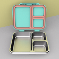 Boîte à lunch en acier inoxydable à 3 compartiments, couvercle en plastique sans BPA, boîte bento étanche pour enfants, usage quotidien et extérieur