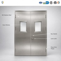 Porte double en acier inoxydable sur mesure, finition brossée, avec fenêtre de vision, pour entrepôt, atelier, usage industriel et commercial, directement de l'usine
