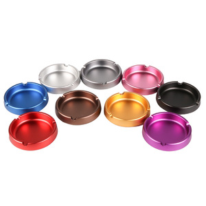 Custom Logo Round Classic Metal Aluminum Alloy <strong>Ashtray</strong> Thickened Three Hole Home Living Room Bedroom Cigarettes Cigar <strong>Ashtray</strong> - Product Image 2