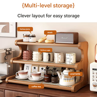 Étagère de rangement de bureau à plusieurs niveaux avec supports pour tasses à eau et services à thé ; Étagère à épices de cuisine ; Présentoir à tasses à café.