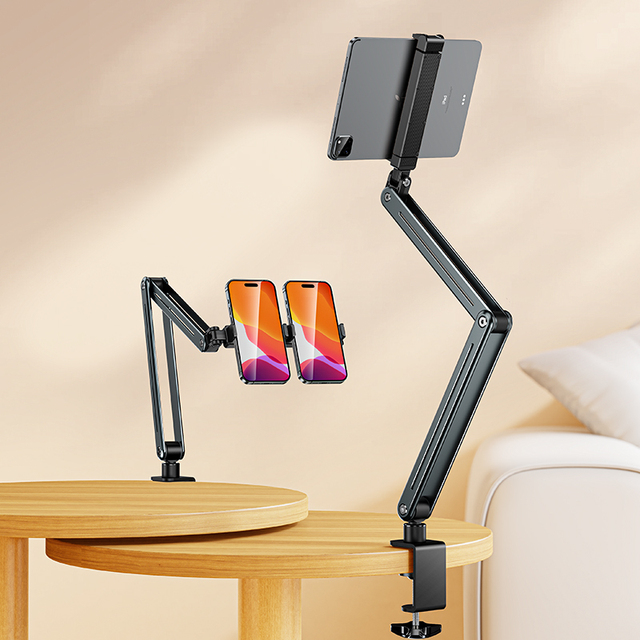 Portable 360° Rotation Extendable Foldable Clip Phone Bracket Mount Flexible Reading Stand for Overhead Arm Desk Bed Tablet