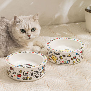 Carino <span class=keywords><strong>ciotola</strong></span> in ceramica per gatti e cani modello solido Anti-punta eco cibo e <span class=keywords><strong>ciotola</strong></span> per bevande protegge le forniture per animali domestici Vertebra cervicale - Product Image 2