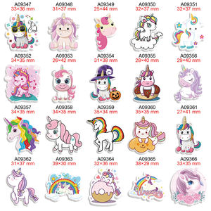 Figurine de dessin animé licorne à dos plat, résine imprimée 50 pièces/lot pour breloques, bricolage, arc de cheveux, décorations de téléphone - Product Image 1