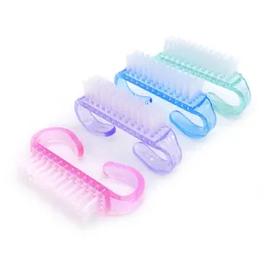 Brosse à ongles manucure bon marché brosse à poussière pour ongles mini poignée brosse de nettoyage des ongles en plastique