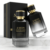 Flacon de parfum en verre carré noir dégradé, flacon de parfum vide rechargeable de luxe, 30 ml, 50 ml, 100 ml