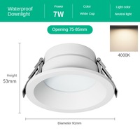 Plafonnier encastré LED moderne pour cuisine et salle de bain, anti-éblouissement, étanche, pour douche