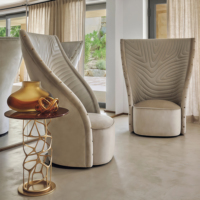 Fauteuil individuel de luxe moderne pour salon de villa italienne, chambre d'hôtel, bureau à domicile, avec structure en bois et velours écologique, idéal pour la détente