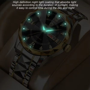 นาฬิกาข้อมือควอตซ์กันน้ำ Binbond Luminous 2521 รุ่นคู่รัก แฟชั่นธุรกิจ สำหรับผู้ชายและผู้หญิง แสดงวันที่คู่ สายสแตนเลส - Product Image 3