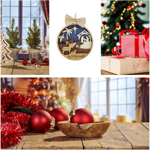 Ornement de Nativité de Noël en bois bois religieux Christ Nativité de Jésus cadeau <span class=keywords><strong>Noel</strong></span> Navidad Madera décorations d'arbre de Noël - Product Image 4