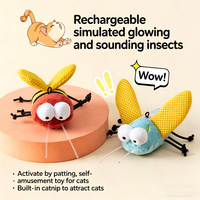 Jouet interactif pour chat rechargeable, jouet en peluche en forme de cigale activé par le toucher avec antenne lumineuse et son, jouet à mâcher