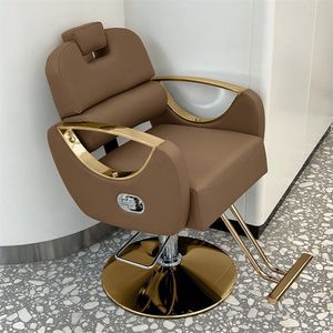 Nueva Silla de Barbero Moderna Blanca de Hierro Electrochapado para Corte y Peinado de Cabello, Puede Colocarse Boca Abajo - Product Image 1