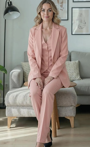 Conjunto de Traje Formal de 3 Piezas para Mujer, Blazer, Chaleco y Pantalones Rectos, Uniforme de Oficina Elegante, Ropa de Trabajo para Empleadas Corporativas - Product Image 2