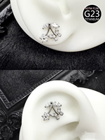 Freya Astm F136 Fashion Stud Earrings Unisex Titanium Gold-plated Zircon Labret Stud Earrings Sexy Wedding Body Jewelry Romantic