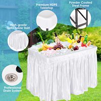 Table de glacière pliable en plastique multi-usages avec jupe assortie et bouchon de vidange pour le camping