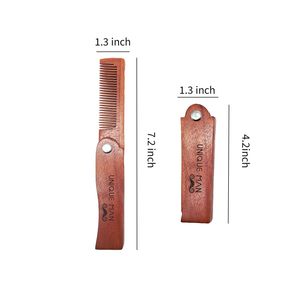 Pettine Pieghevole Portatile in Legno di Sandalo Rosso a Prezzo di Fabbrica, Pettine Classico Personalizzato per Barba da Uomo per Uso Domestico o da Salone - Product Image 2