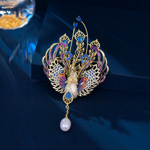 Broche de Estilo Chino con Diseño de Cien Pájaros que Adoran al Fénix, Pin de Solapa de Esmalte de Lujo Ligero para Vestido Cheongsam y Accesorios de Vestir de Noche - Product Image 2