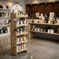 Présentoir en bois personnalisé, présentoir de sol pour bougies, présentoir pliable pour l'affichage des bougies en marché