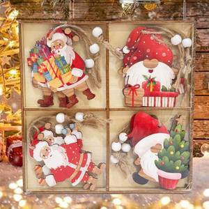 12 piezas en una caja, nuevas decoraciones navideñas y de Halloween, colgantes de madera de Papá Noel, decoraciones navideñas - Product Image 5