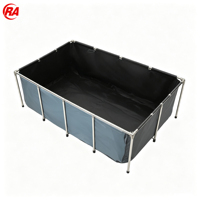 Bassin carré hors sol en bâche PVC pliable 5000L, grand réservoir commercial pour l'aquaculture et l'élevage de poissons