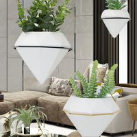 Étagère verticale minimaliste en céramique émaillée et métal, pot suspendu mural en blanc et noir pour la maison, le jardin et le balcon