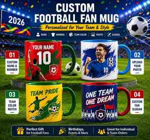 Vente en gros de tasses à café en forme de ballon de football de 11 oz, vierges, pour transfert thermique - Product Image 3