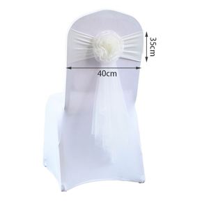 Nouvelles écharpes de chaise OEM en organza transparent et spandex, motif floral, pour décoration de mariage, vente chaude - Product Image 2