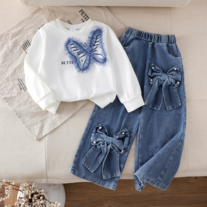 Conjunto de Dos Piezas de Sudadera con Capucha de Mariposa Informal de Moda Otoñal Europea y Americana - Product Image 1