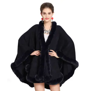 Mulheres inverno Xale Atacado Moda Feminina Poncho Projeto Triângulo Camisola Faux Fur Cape Confortável Quente Cashmere Capa