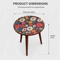Table basse ronde moderne en bois avec bordure Mandala, petite table d'appoint décorative pour chambre, salon, bureau à domicile
