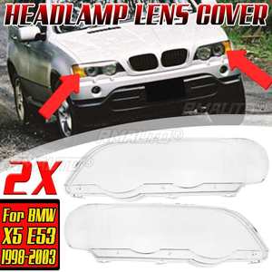 ฝาครอบไฟหน้ารถยนต์ 2 ชิ้น เลนส์ครอบไฟหน้า โคมไฟ ฝาครอบแก้ว สำหรับ BMW X5 E53 ปี 1998 1999 2000 2001 2002 2003 - Product Image 1