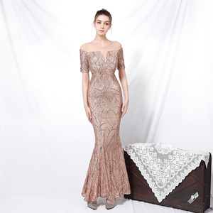 Vestido <span class=keywords><strong>de</strong></span> noche con espalda descubierta para mujer, largo, tela <span class=keywords><strong>de</strong></span> lentejuelas, barato, 18123 - Product Image 4