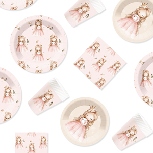 ชุดอุปกรณ์จัดงานวันเกิดเด็กผู้หญิง DAMAI สีชมพู ชุดจานกระดาษ แก้วกระดาษ ผ้าเช็ดปากแบบใช้แล้วทิ้ง - Product Image 5