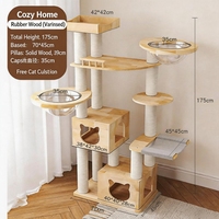 Árbol para Gatos Moderno de Madera, Torre de Múltiples Niveles, Poste Rascador, Condominio para Escalar para Gatos y Gatitos de Interior