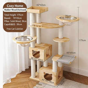 Árbol para Gatos Moderno de Madera, Torre de Múltiples Niveles, Poste Rascador, Condominio para Escalar para Gatos y Gatitos de Interior - Product Image 2