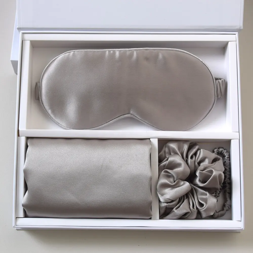 19/22/25mm 6A oeko-tex certified gift set 100% silk pillowcase and silk eye mask for hair and skin beauty