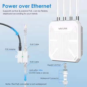 Wavlink 2025 New <strong>WiFi</strong> 7 Outdoor Long Range 1KM Mesh POE IP67 Waterproof Wireless Dual Bands 5100Mbps Repeater - Product Image 5