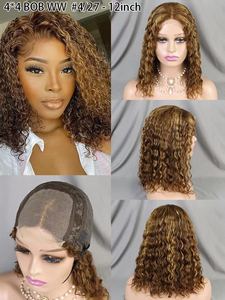 Letsfly - Pelucas de Cabello Humano Virgen Brasileño con Cierre de Encaje 4x4, Ondulado al Agua, Liso, para Mujeres Negras - Product Image 5