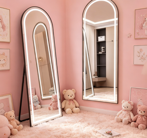Heavenly <b>Mirror</b> Modern Arched Floor <b>Mirror</b> with LED Light Metal Frame Mouth Blown <b>Acrylic</b> 4mm Thickness for Home Use - Product Image 4