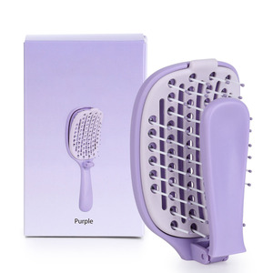Peigne démêlant pliable avec coussin auto-nettoyant, éliminateur de cheveux pour un <span class=keywords><strong>rangement</strong></span> facile et portable, dents larges / cheveux secs - Product Image 6